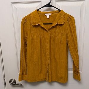 Lauren Conrad Mustard Yellow Button-Up Blouse